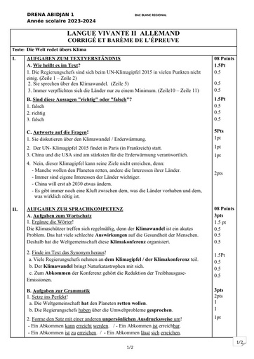 Barême BAC BLANC ALL LV2 DIE WELT REDET CORRIGE dren Abidjan 1 by Tehua