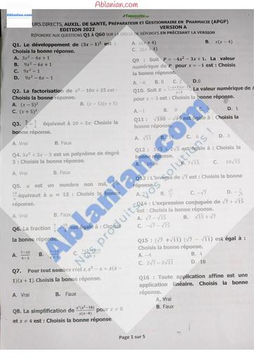 Sujet d'Auxiliaire APGP INFAS BY TEHUA