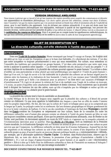 (Dissertation philo corro) diversité culturelle by Tehua