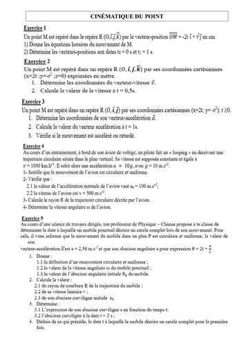 Fiche 1 Physique Tle D