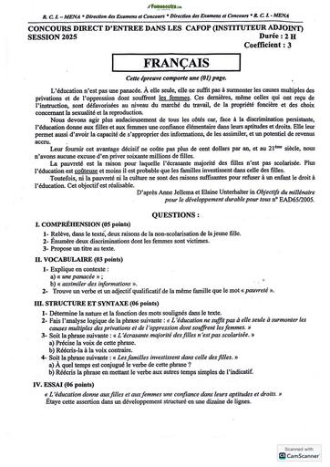 Sujet Cafop 2025 Français BY TEHUA