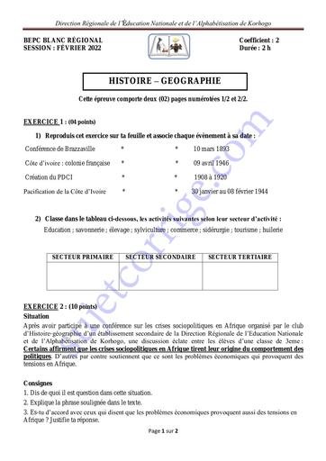 SUJET BEPC BLANC 2022 HISTOIRE-GEOGRAPHIE REGIONAL DE KORHOGO COTE D'IVOIRE.pdf