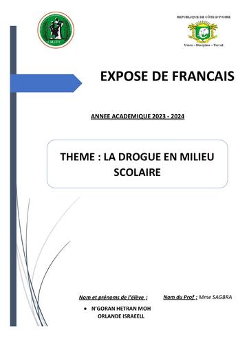 EXPOSE DROGUE EN MILLIEU SCOLAIRE by Tehua