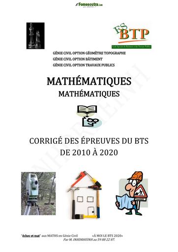 BTP SUJET+CORRIGE BTS 2010 à 2020 BY TEHUA