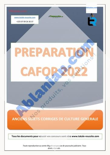Culture Generale Cafop 2022 Totale Reussite BY TEHUA