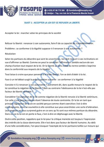 SUJET 1 2 3 PREPA PHILO AVEC FOSOPIQ 2024 by Tehua