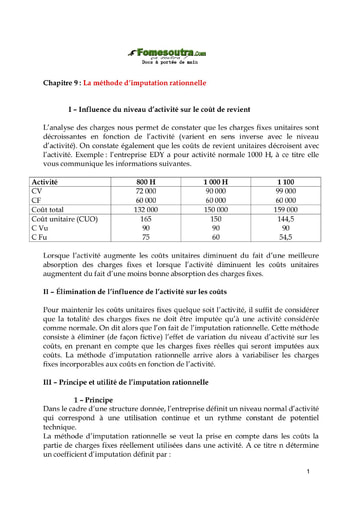 La méthode d’imputation rationnelle - Comptabilité analytique 2ème année