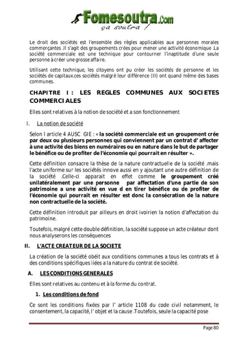 Les règles communes aux sociétés commerciales - droit BTS