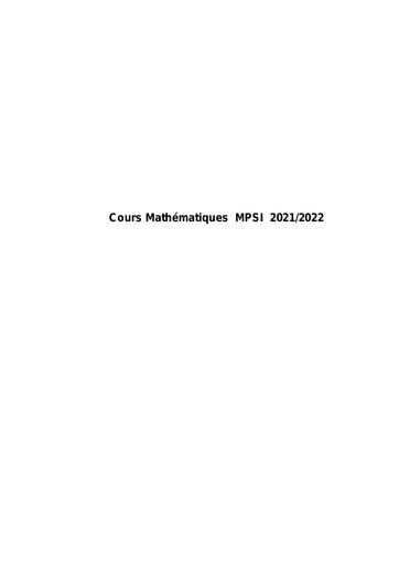 Cours Mathematiques MPSI
