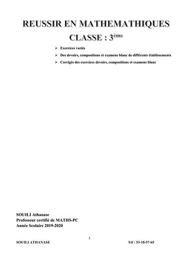 Document de Travaux dirigés Maths 3ième Reussir en Maths Fasomaths by Tehua