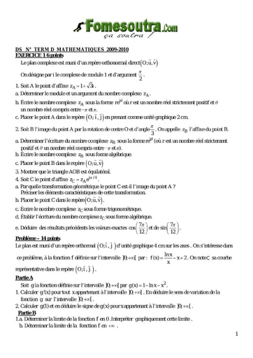 Devoir 4 de maths niveau Terminale D