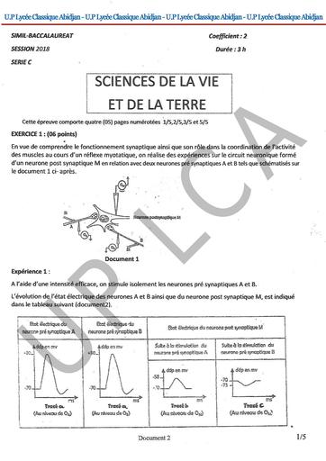 Bac blanc SVT C UP LCA by Tehua