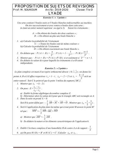 Annale Revision de terminale D