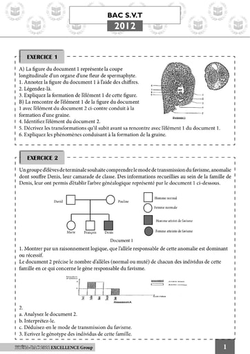 Compil d'anciens sujets de SVT BAC D 2012-2020