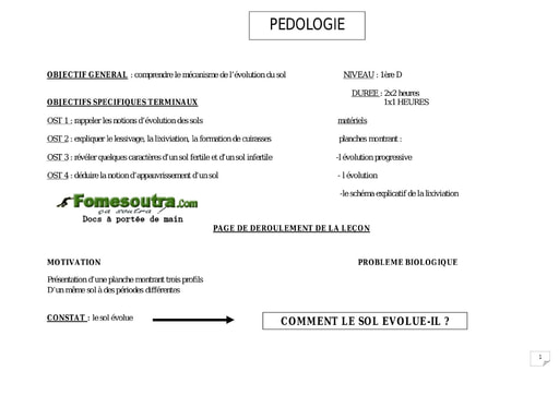 Pédologie évolution des sols - SVT 1ère D