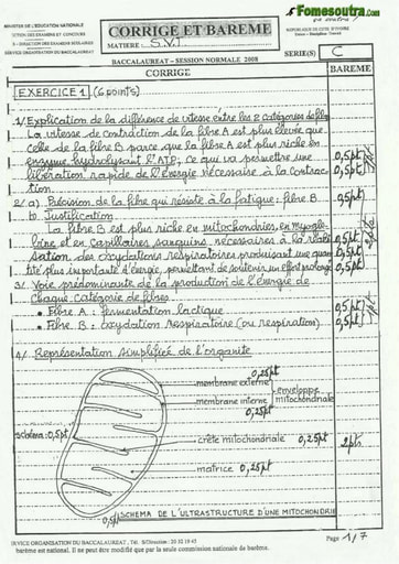 Corrigé de SVT BAC C 2008