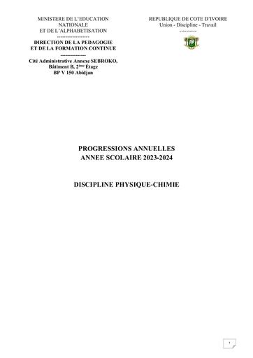 PROGRESSION 2023 2024 physique chimie DPFC