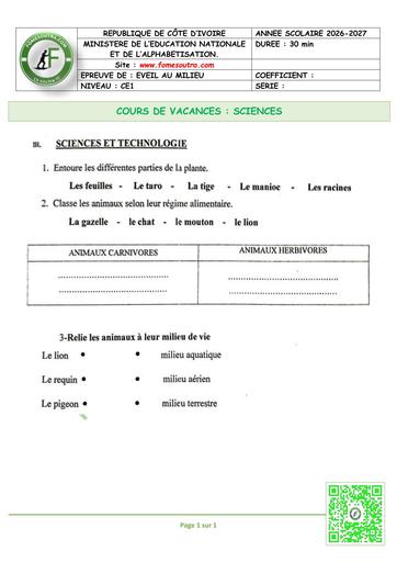 FICHE 5 EVEIL au Milieu CE1 BY TEHUA