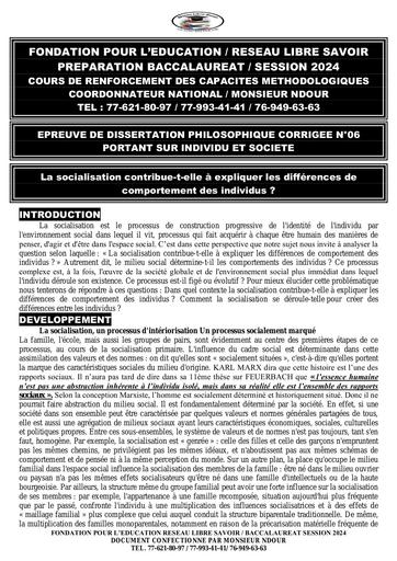 Prepa sujet corrigé philo la socialisation contribue t elle à expliquer les différences de comportement des individus by Tehua