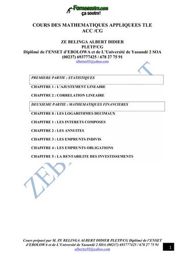 COURS DE MATHS APPLIQUEES TECHNIQUE Tle ACC et CG BY TEHUA