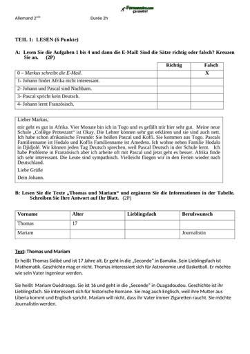 DEVOIR ALLEMAND Niveau 2nde BY TEHUA