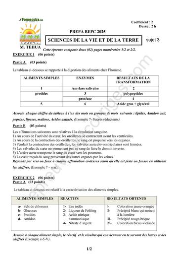 PREPA BEPC 2025 SVT FICHE 3 BY TEHUA