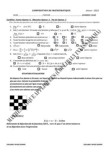 COMPOSITION DE MATHEMATIQUE  Tle by Inyass
