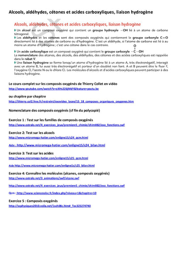 Alcools, aldéhydes, cétones et acides carboxyliques, liaison hydrogène2