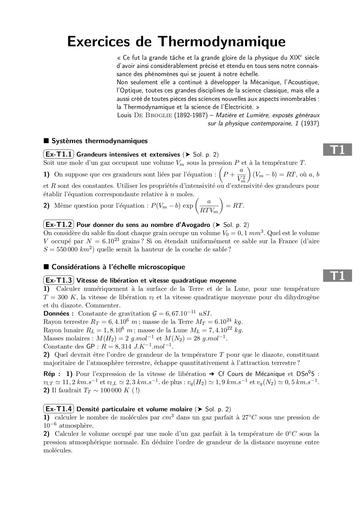 Exercices de Thermodynamique by Tehua