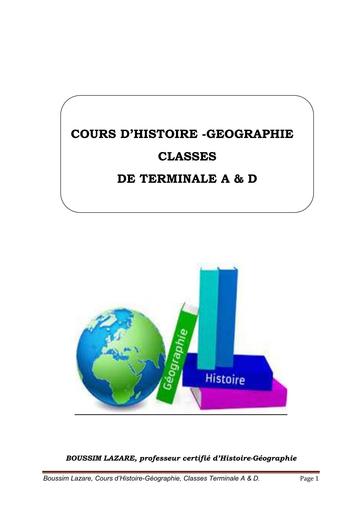 COURS D'HISTOIRE GEOGRAPHIE Tle A&D BY TEHUA