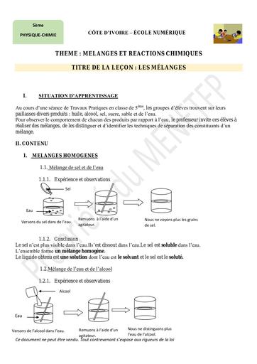 PC 5ème L7 Mélanges