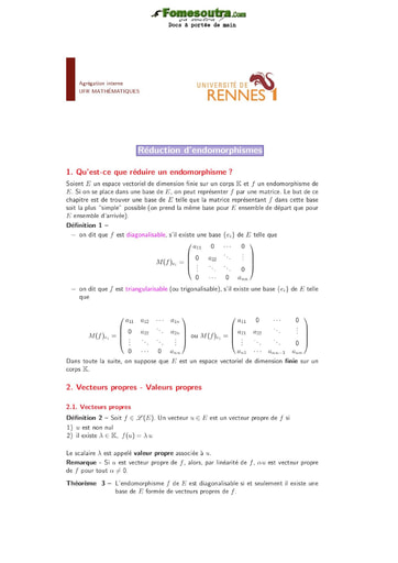 Réduction d'endomorphismes - UFR Mathématiques