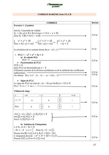 BAC BLANC 2026 Corrigé barème Série F2 et B BY TEHUA