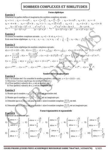 TOP DoC fiches de travaux dirigés 2024 compet Maths Tle C&D by Tehua