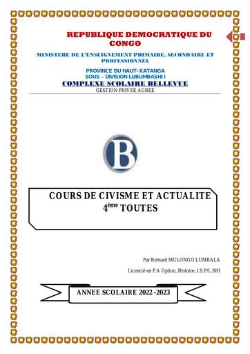 Cours de Civisme Et Actualite Congo by Tehua