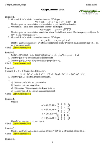 Sujets corrigés Groupes, anneaux, corps - Maths sup