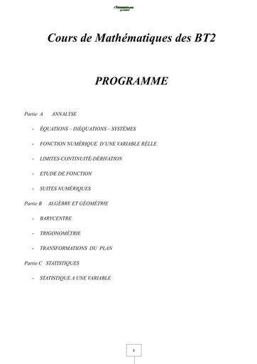 Cours de Maths 2BT by Tehua