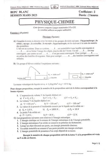 BEPC BLANC REGIONAL PC BOUNA AVRIL 2023+BAREME by Tehua