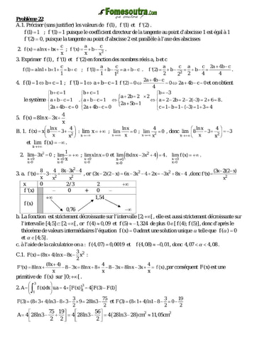 Corrigé Problème 22 de maths niveau Terminale scientifique et BTS
