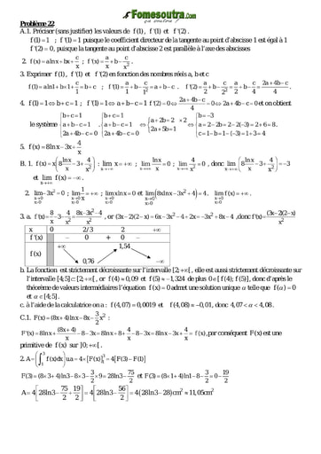 Corrigé Problème 22 de maths niveau Terminale scientifique et BTS
