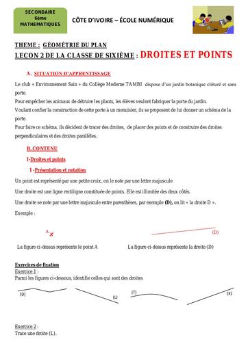 Maths 6ème L2 Droites et points