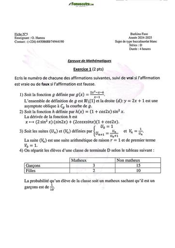 Prépa BAC 2025 Maths série D by Tehua