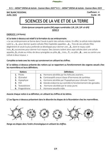 BAC REGIONAL 2025 DREN KATIOLA SVT SERIE D SUJET BY TEHUA