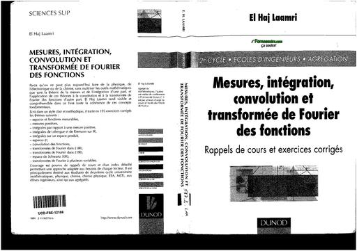 SUP Livre Mesures, Intégration, Convolution Et Transformée De Fourier Des Fonctions by TEHUA