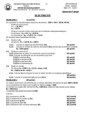 ELECTRICITE T1 GP1 2022