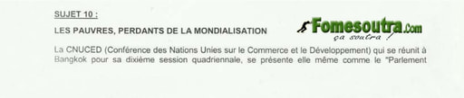 Economie Générale portant sur la mondialisation - BTS Tertiaire 2001