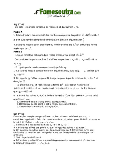 TP 10 nombres complexes et transformation du plan maths niveau Terminale D