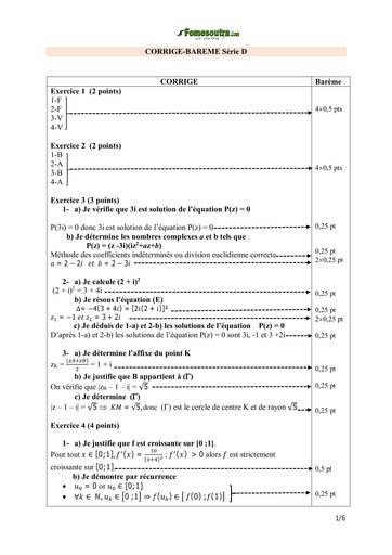 Bac blanc 2024 Corrigé barème Maths Série D dren Bouaflé by TEHUA