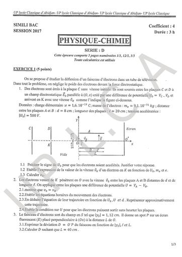 Bac blanc PHYSIQUE CHIMIE D LCA by Tehua