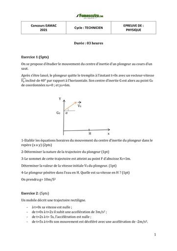 Concours EAMAC 2021 Physique Technicien by Tehua